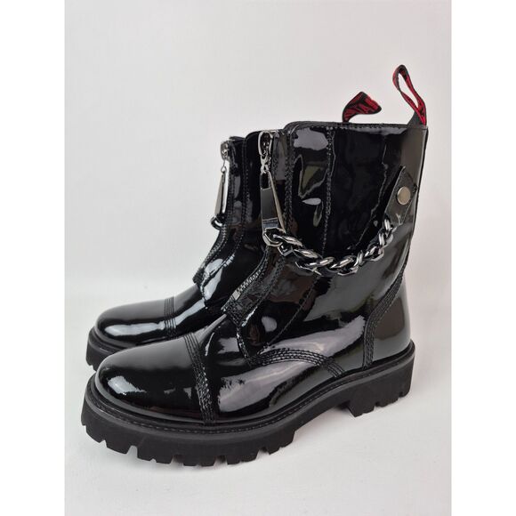 Zadig & Voltaire Women's Black Joe Cecilia Patent Leather Ankle Boot Size 38 EU - Picture 2 of 7